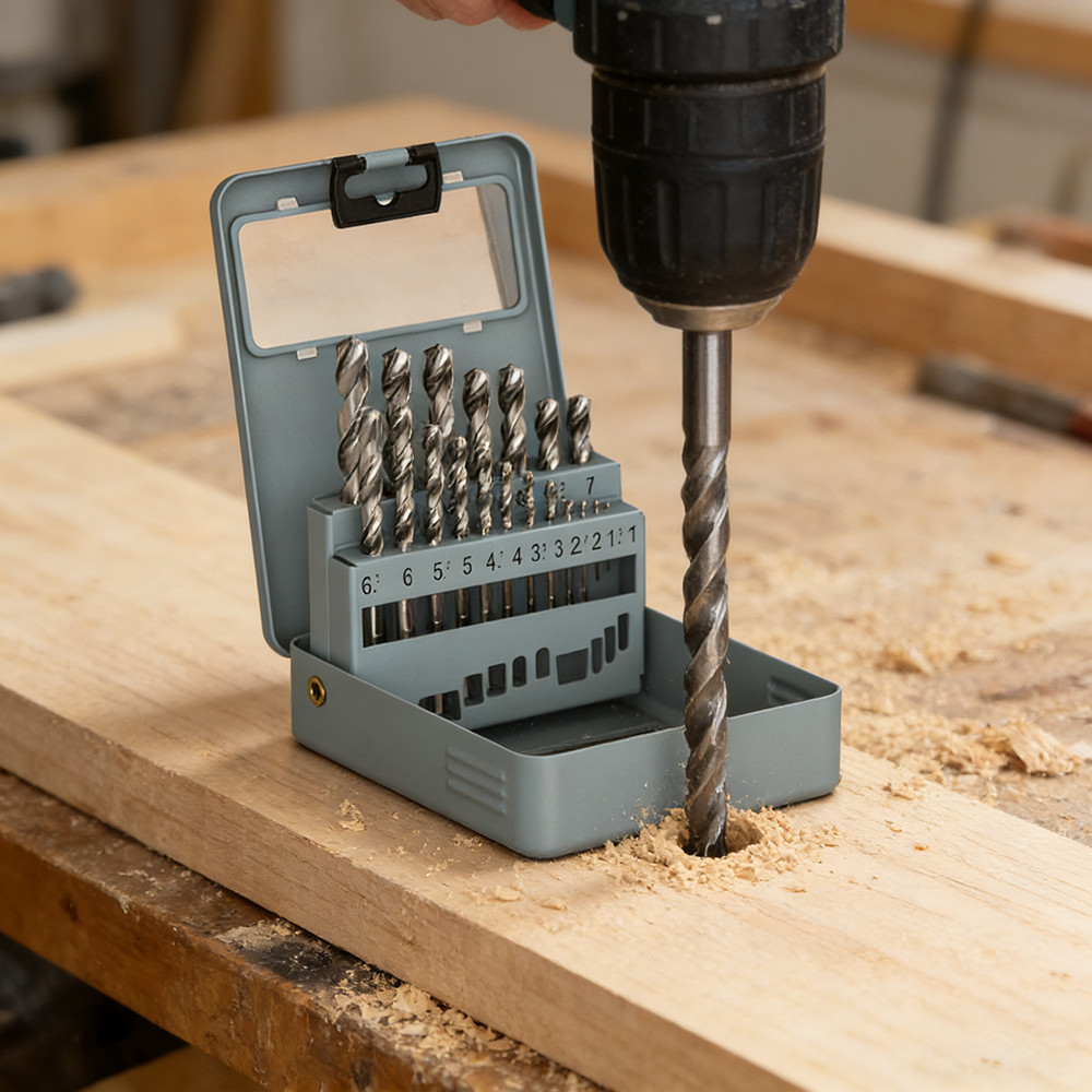 19Pcs HSS Drill Bit Set For Metal, Wood, Plastic With Case 1mm-10mm Bits Hi-Spec