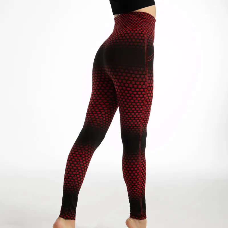 Gym High Waist Leopard Print Leggings - Wine Red Gradient
