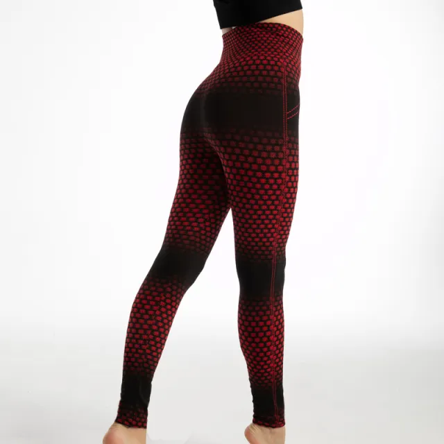 Gym High Waist Leopard Print Leggings Wine Red Gradient - Shop at LoveMi