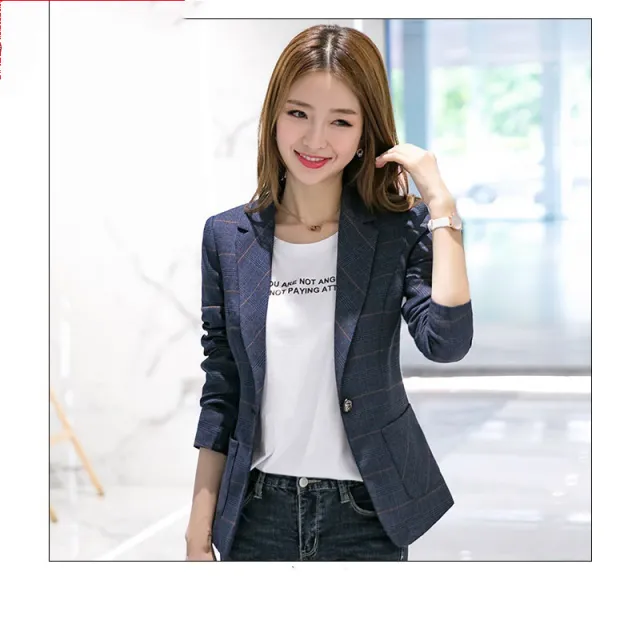 Casual Waist Short Slim Plaid Suit Navy - Shop at LoveMi