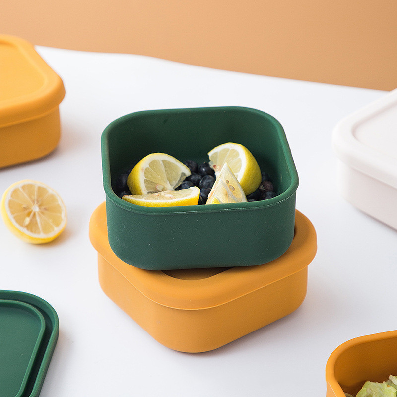 Title 1, Silicone Square Fresh-keeping Lunch Box Microwa...