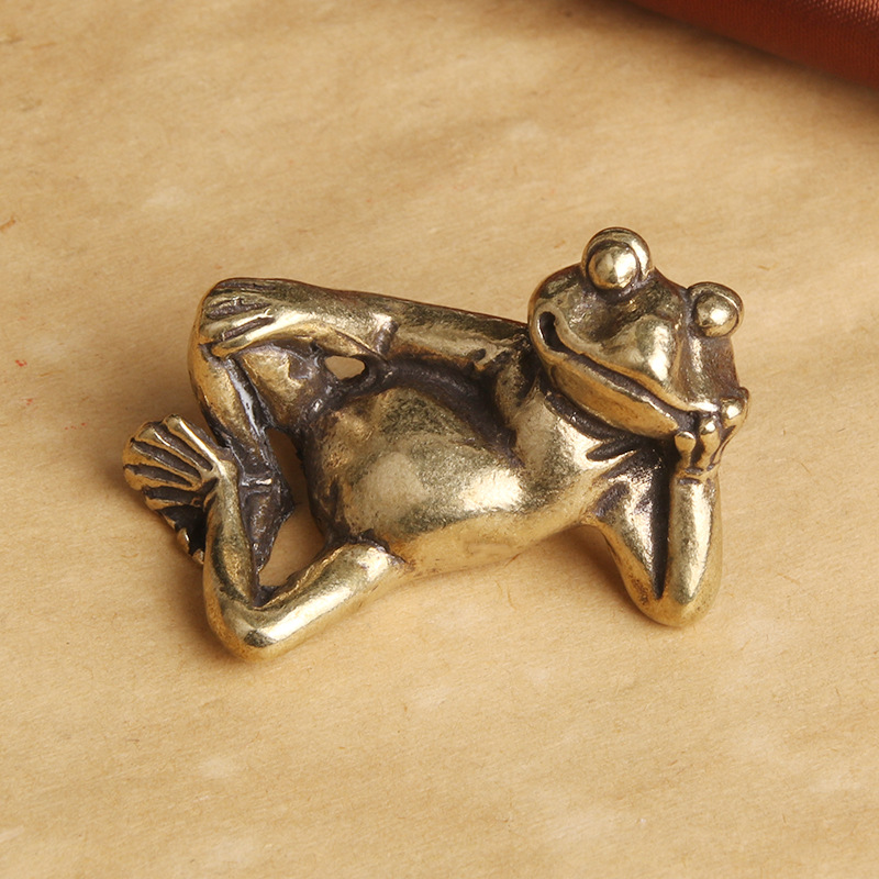 Title 5, Pure Brass Old Sleeping Frog Creative Desktop D...