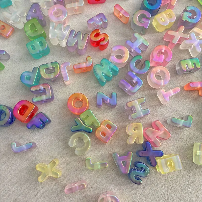 Iridescent Matte Acrylic Letter Beads, AB Color