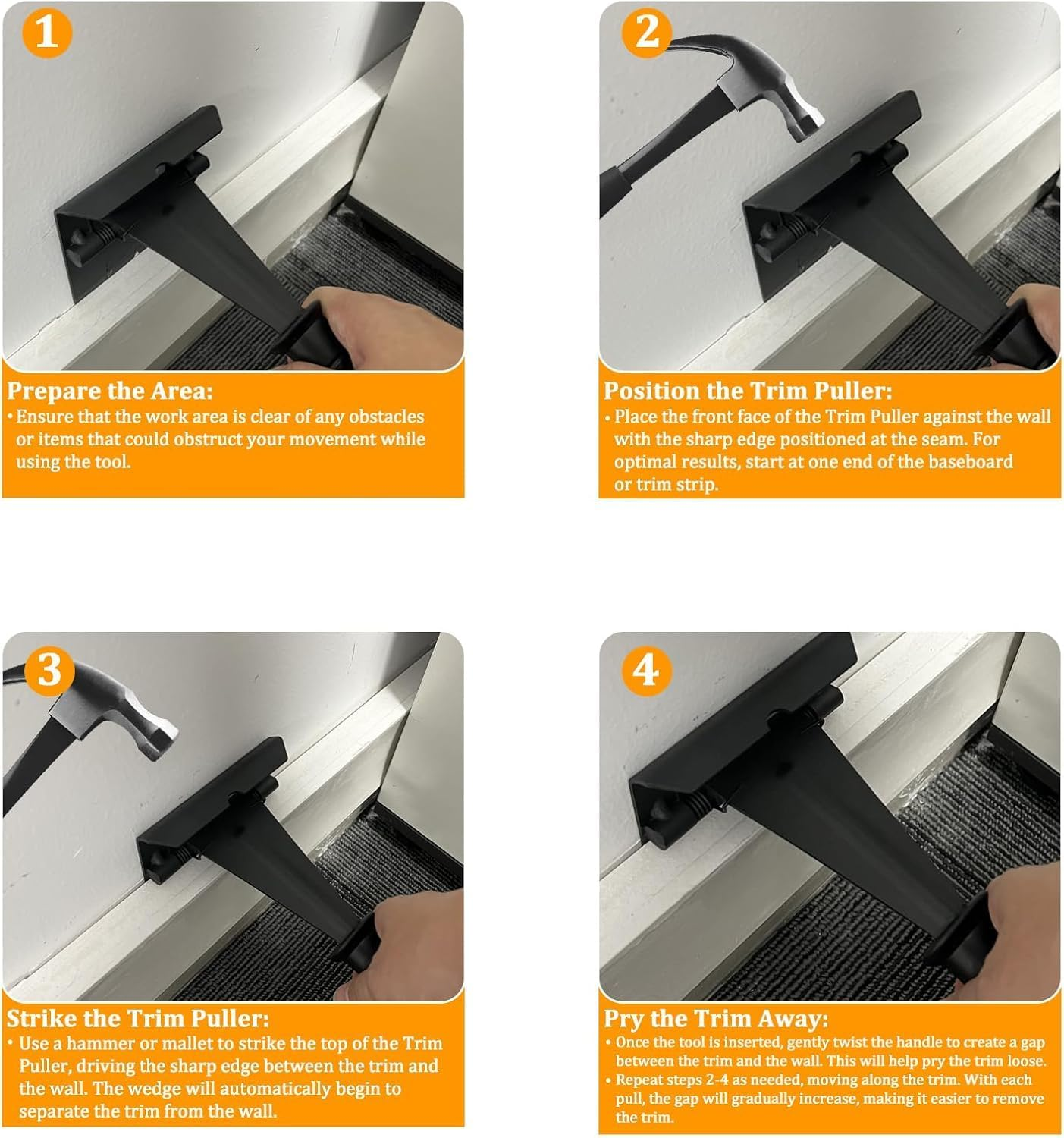 Trim Puller,Tile Flooring Baseboard Removal Tool Skirting Board Pry Tool Wall Board Utility Pulling Tool For Removing Baseboard Decorative Panel