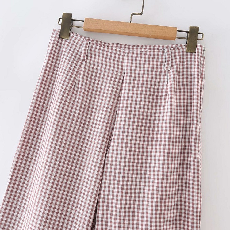 High-waisted Straight-leg Check Trousers Houndstooth Slim Casual Pants