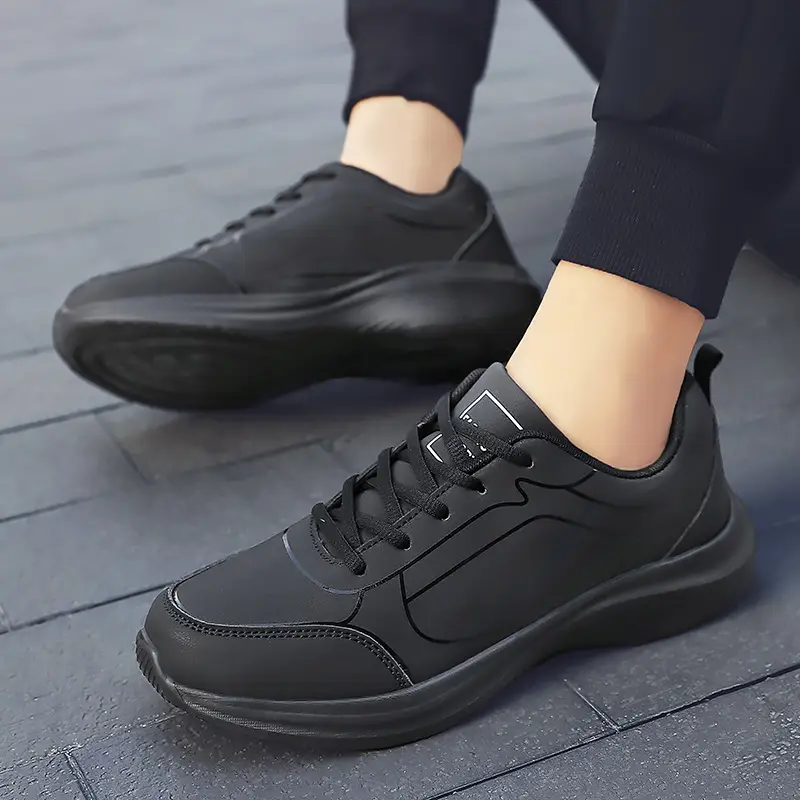 Men's Breathable Lightweight Black Shoes Deodorant Sports