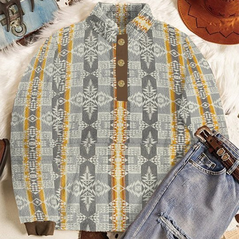 Autumn And Winter Casual Button Pocket Flannel Plush Men's Sweater