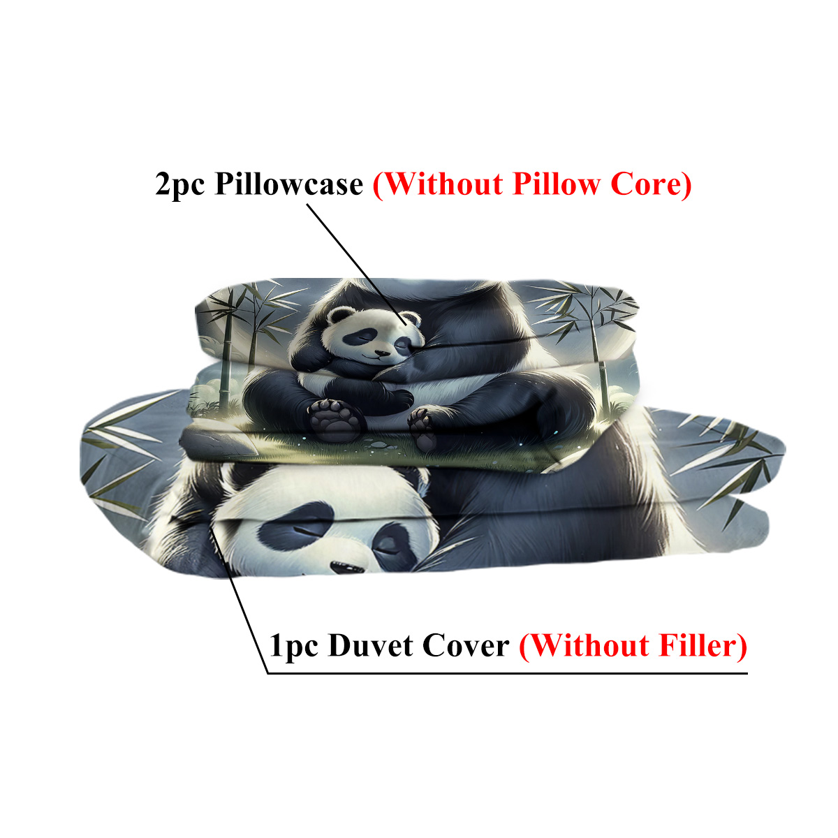 Panda Bedding Set For Boys Girls Cute Panda Duvet Cover Set Kids Cartoon Animal... 5