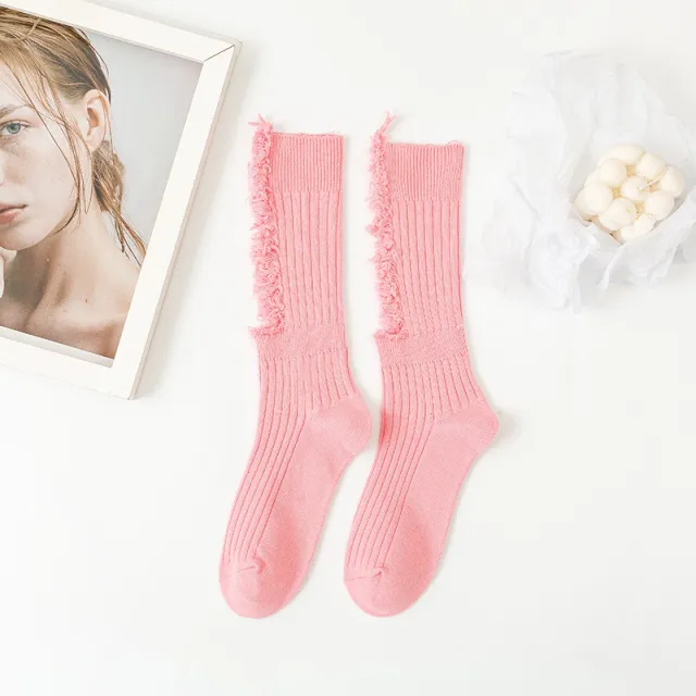 Black And White Grey Three Color Design Cut Ins Socks Pink - Shop at LoveMi