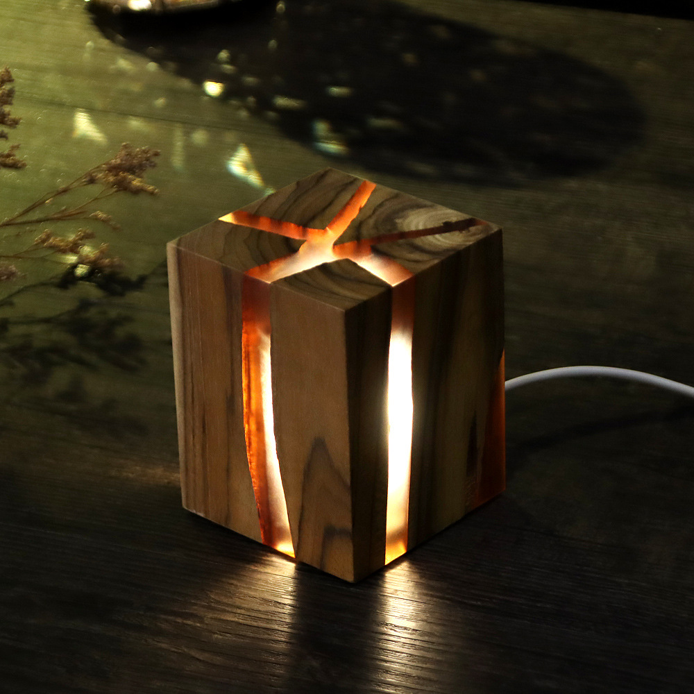 Adjustable Wooden LED Desk Lamp – Bedside Table Lamp with USB Charging - Image 4