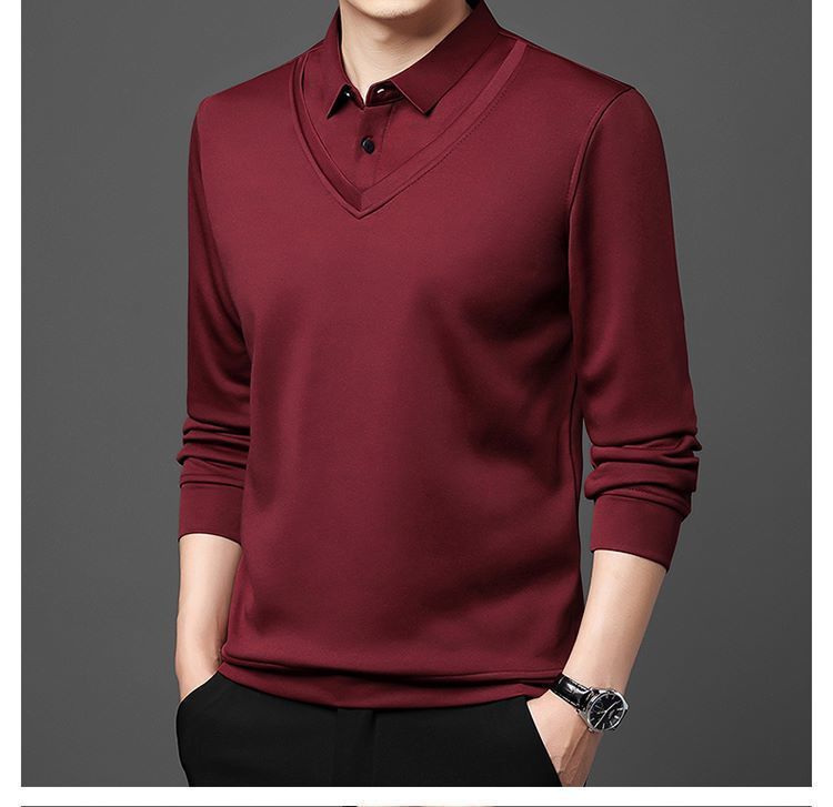 Long - Sleeve False Two Bottom Unlined Upper Garment Thin Turn - 5