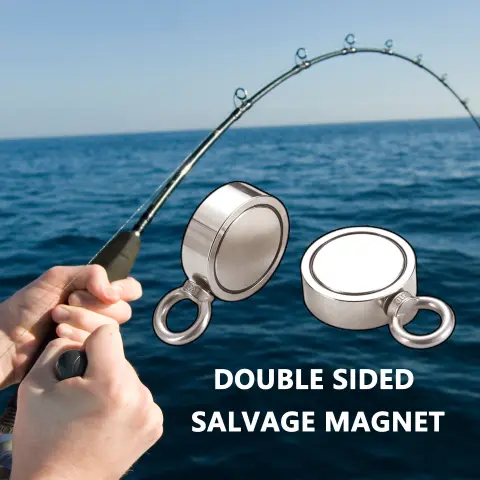 Double Side Fishing Magnet High Intensity Magnetic Stone Round