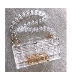 Acrylic Transparent Chain Box Shoulder Bag - Transparent - View 1