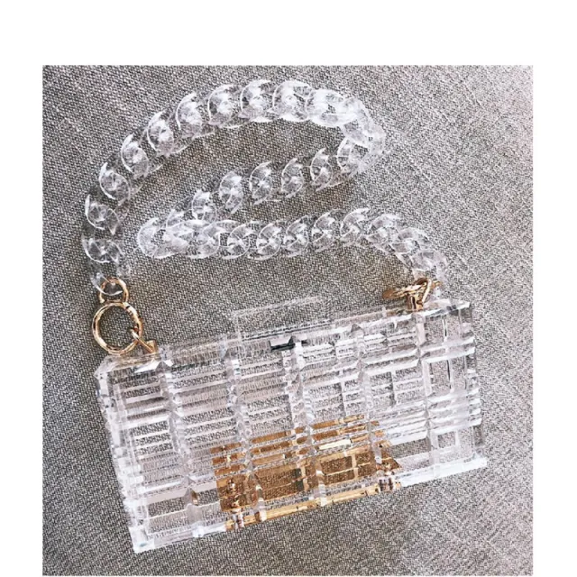 Acrylic Transparent Chain Box Shoulder Bag Transparent - Shop at LoveMi