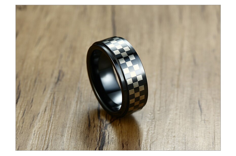 Title 3, Black And White Check Stainless Steel Rotating ...