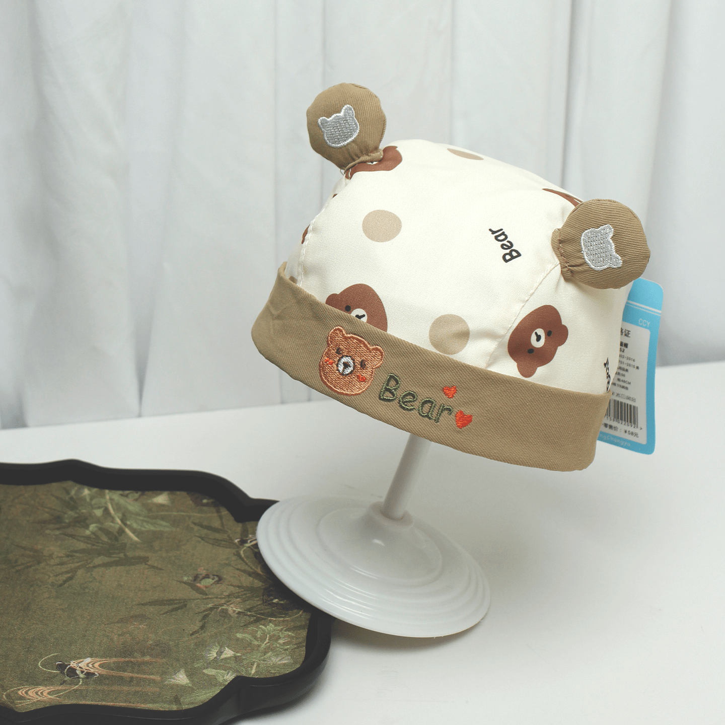 Summer Baby-style Cartoon Bear Head Embroidered Three-dimensional Padded Ears Soft Top Comfortable Children's Pirate Hat For Daily Use