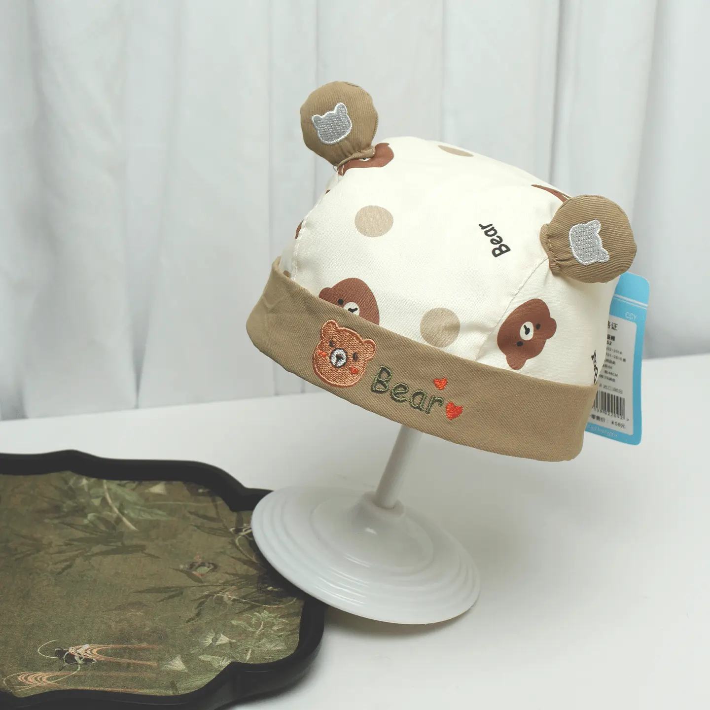 Summer Baby-style Cartoon Bear Head Embroidered Three-dimensional