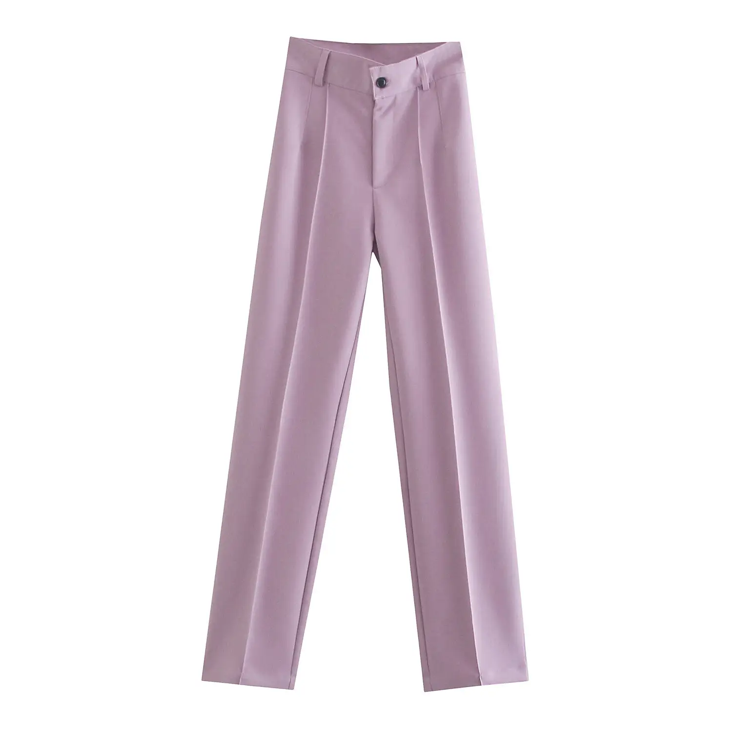 Straight High Waist Slim Solid Color Casual Pants