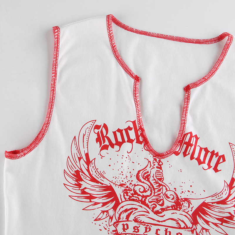 Women's Contrast Color Short Sleeveless Vest Top