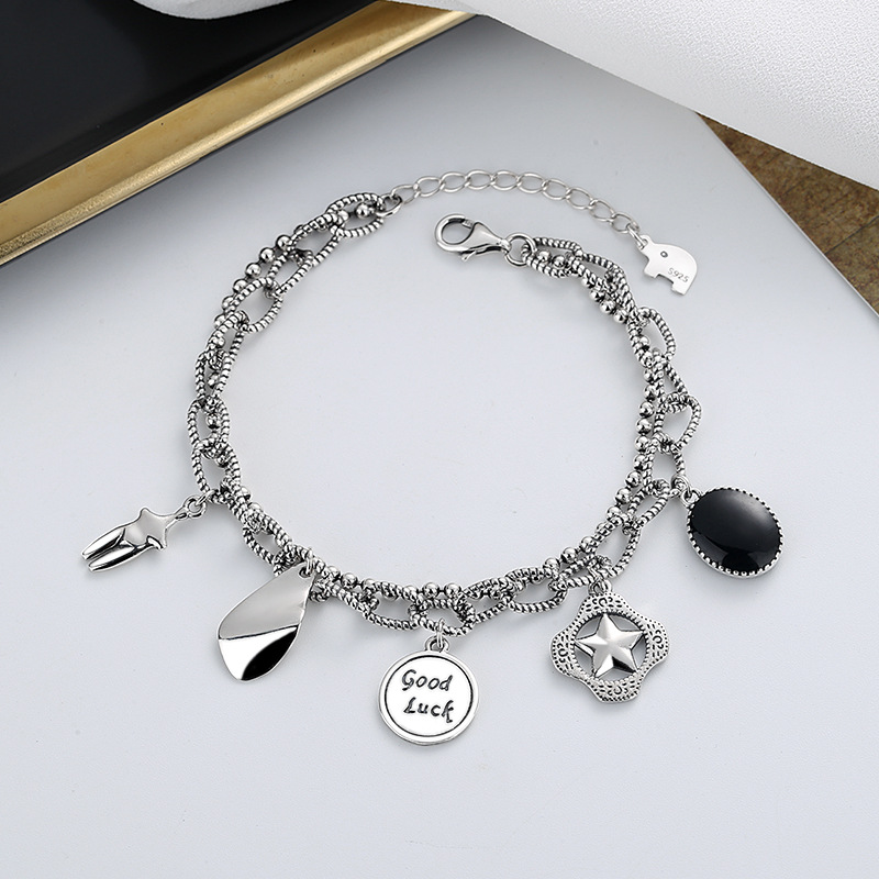 Sterling Silver Double Layer Variety Tag Bracelet