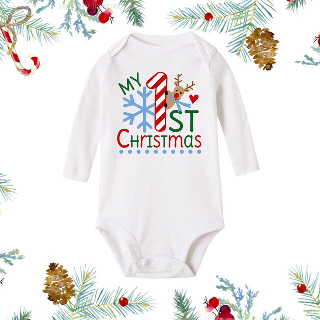 Christmas Newborn Baby White Long Sleeve Jumpsuit — foto 2