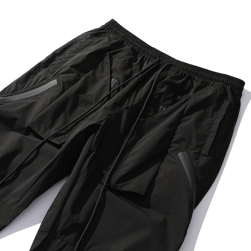 Multi-pocket Laminated Zipper Slacks Pants