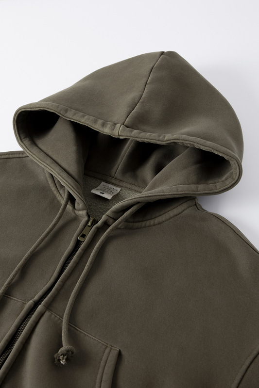 Washed Plush Zipper Hooded Sweater Retro Hot Girl Blouse