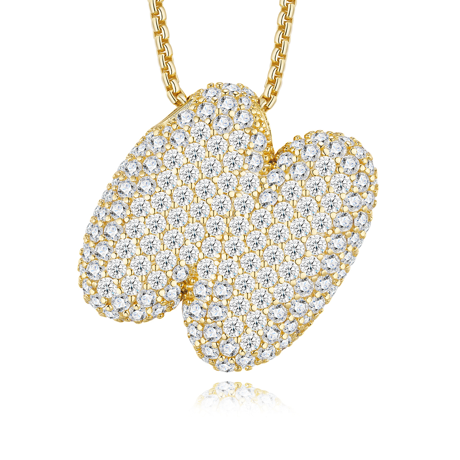 Gold Plated Bubble Letter Initial Necklace