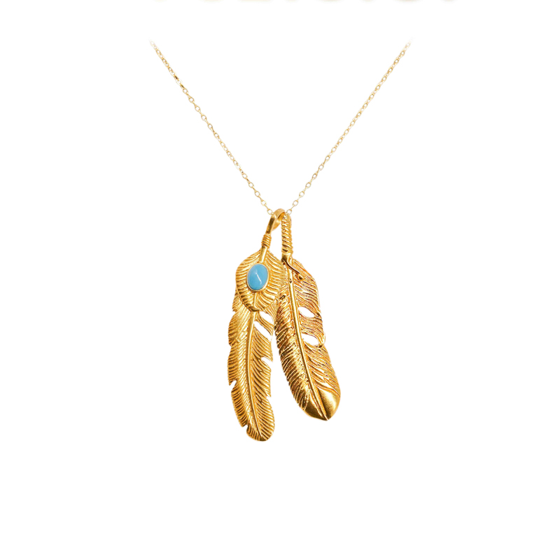 24k Gold Jewelry,Personalized Mother Daughter Feather Neckla