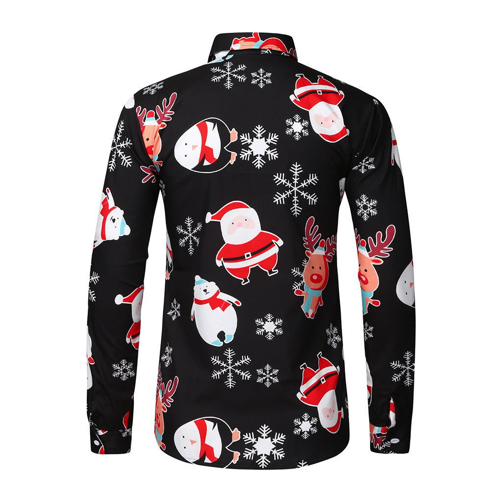 Christmas Print Men's Button Print Shirt Cardigan
