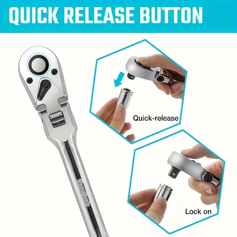 6Pcs Flex Head Swivel Ratchet Wrench Set Multi Drive — image 7
