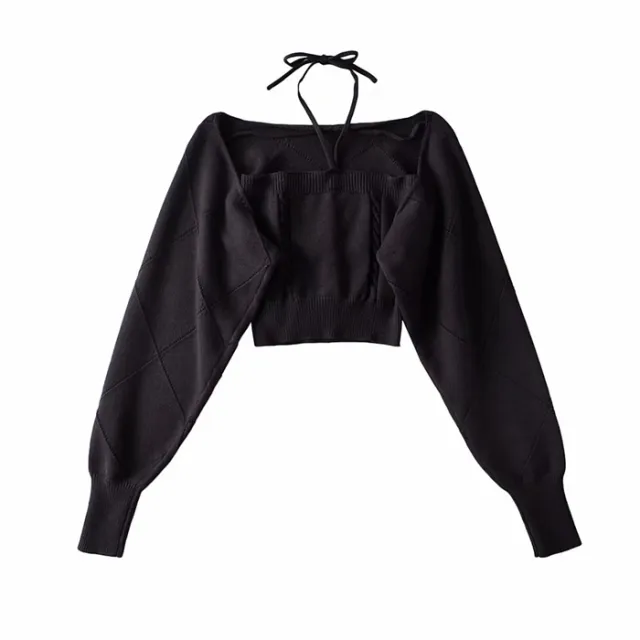 Design Knitted Slim High Waist Short Small Sling Black - Shop at LoveMi