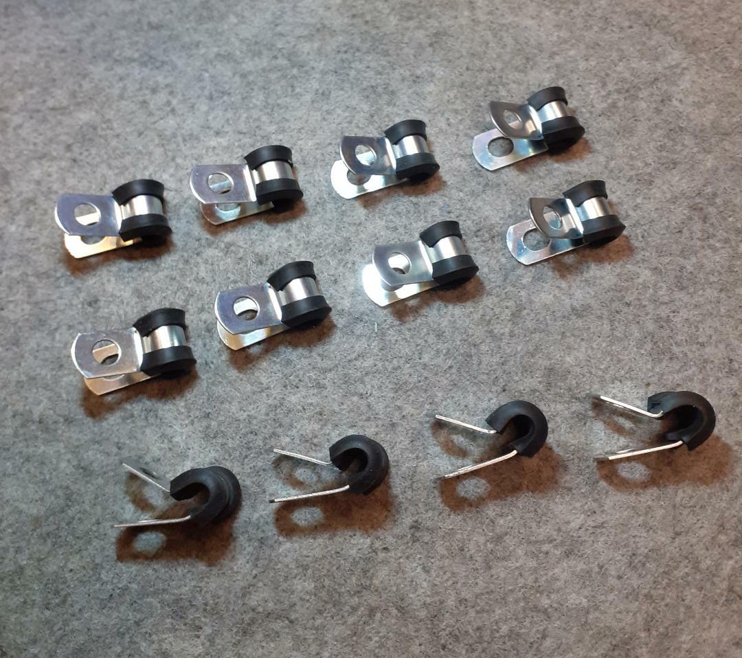 12Pcs Brake Pipe Tube Clips Rubber Lined Steel P Clips 3 16 Lines Brake Parts