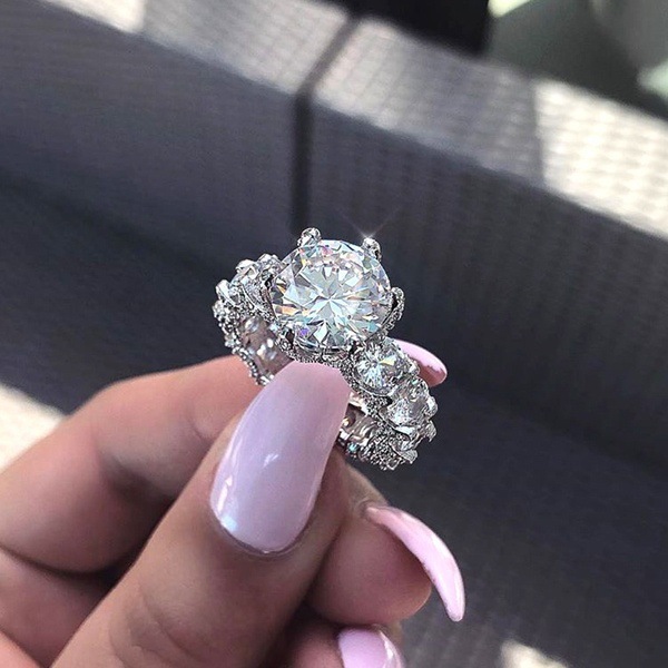 Ladies Zircon Ring Alloy Inlaid European And American Ins Jewelry Women