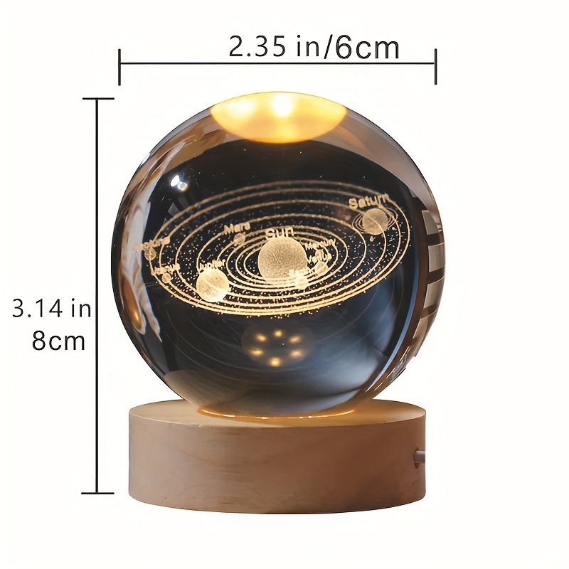 3D Inner Carving Luminous Crystal Ball Colorful Gradient Small Night Lamp Home Decorations Gifts Selection