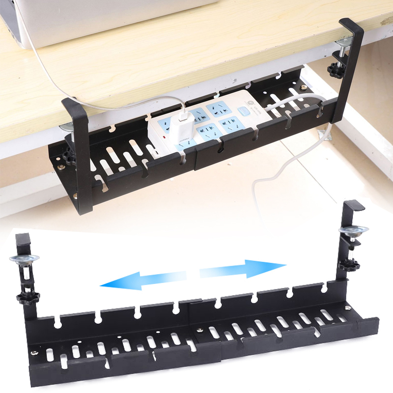No Drill Cable Tray With Clamp Under Desk Cable Management