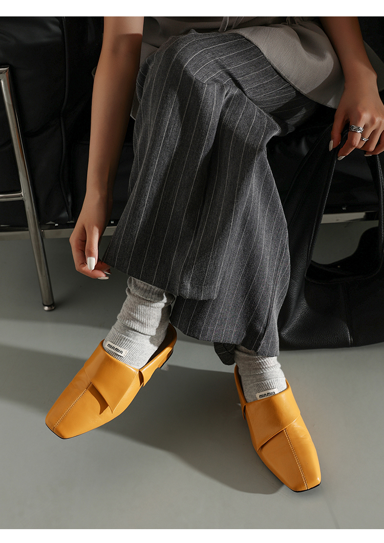 Women's Vintage Cowhide Fold-Over Mules – Lemon Yellow, Sarah Express