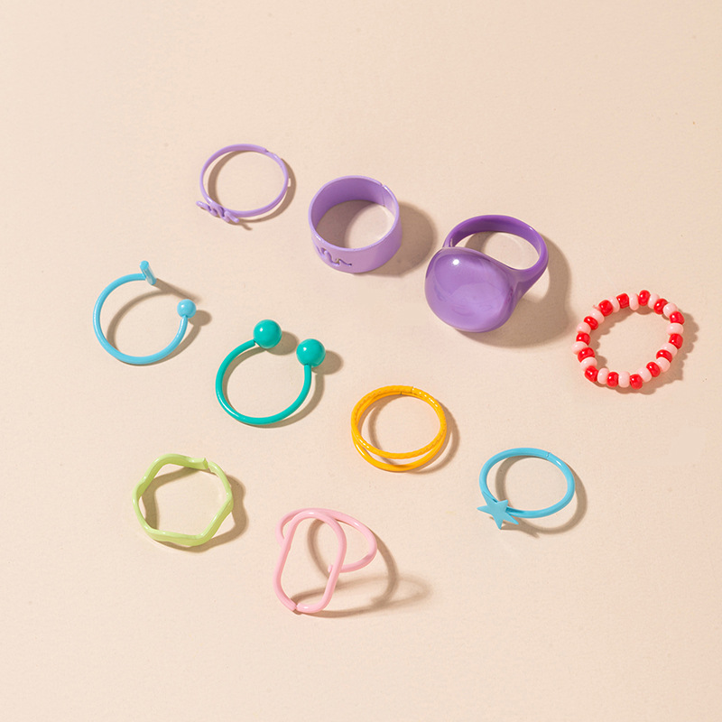 European And American Cross-border Jewelry Boho Style Colorful Candy Ring Female