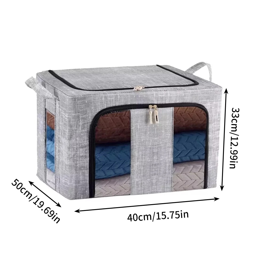 2Pcs 66L Folding Storage Box Made Of Thick Fabric Steel Frame Wardrobe Organizer 6