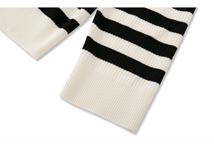 Title 13, Sailor Collar Striped Long-sleeved Knitted Card...