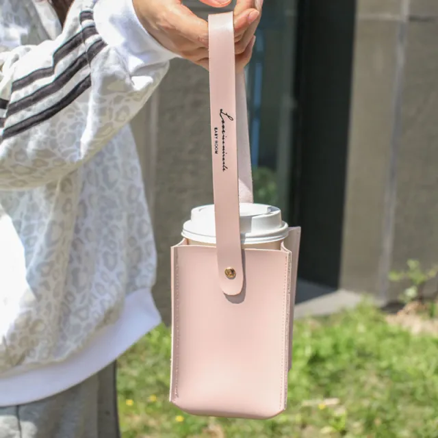 Leather Eco friendly Beverage Bag Coffee Cup Pink - Shop at LoveMi