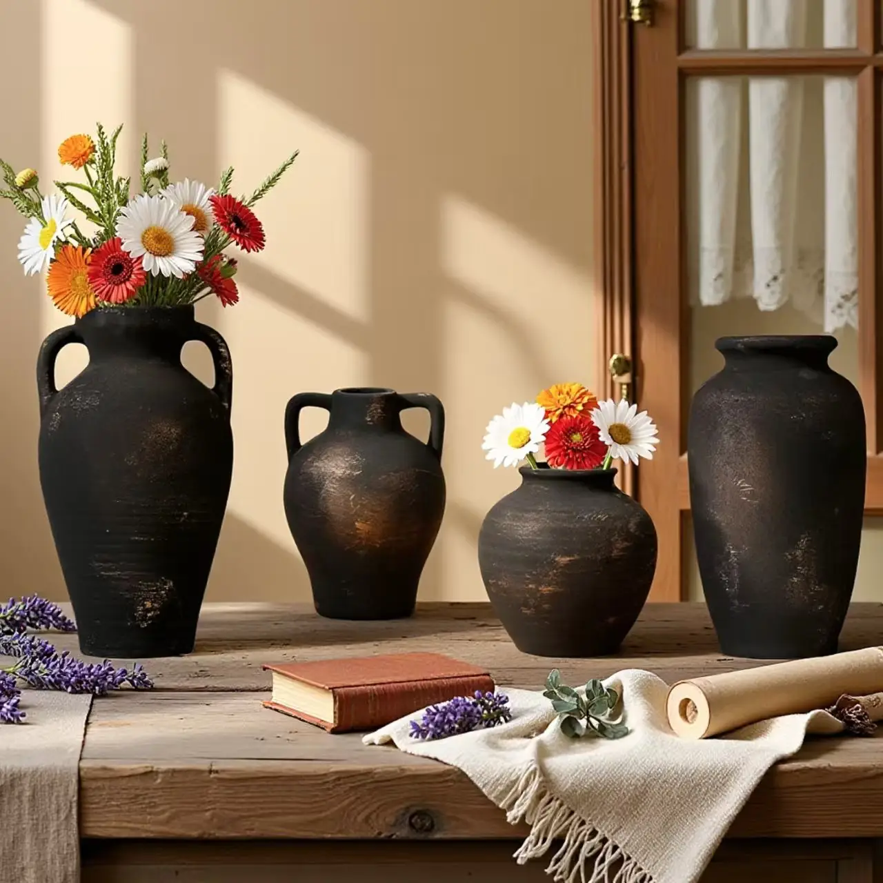 Vintage French Country Ceramic Vase, Creative Unique