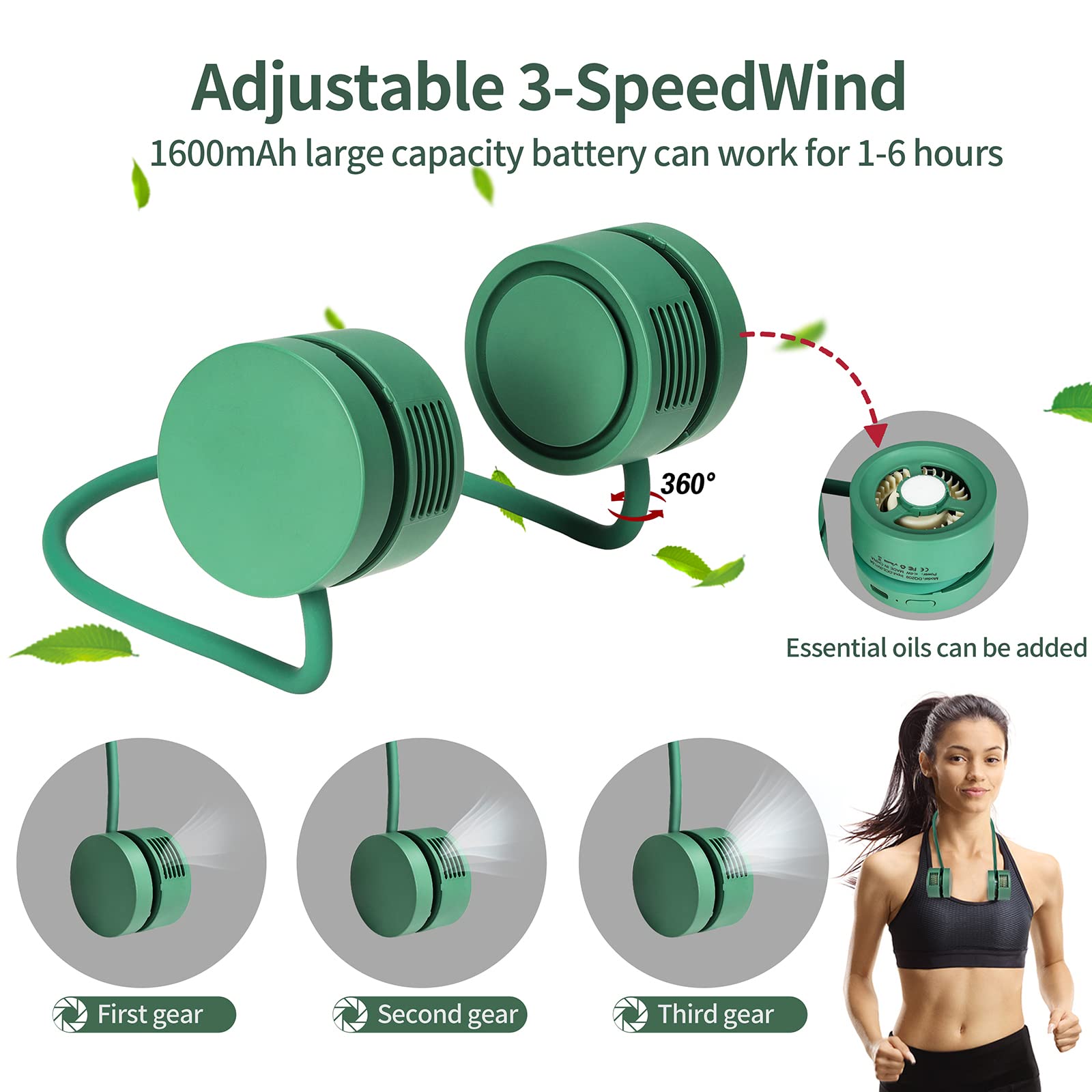 Hanging Neck Fan Leaf Less Small Fan USB Portable Storage Lazy Aromatherapy Neck Hanging Neck Electric Fan — foto 3
