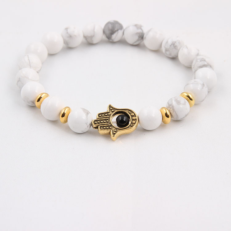 8mm Black Lava Energy Stone Bead Bracelet Gold Bracelet