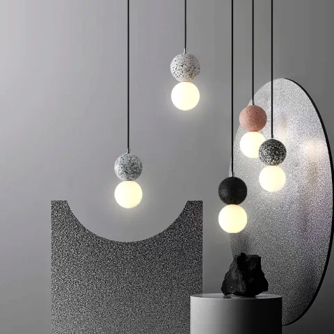 Nordic Modern Cement Terrazzo Small Chandelier Restaurant Bar