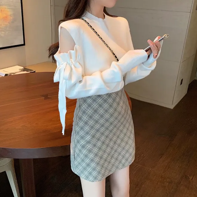 Want A Pure Sweater Knitted Bottoming Shirt For Women White - Shop at LoveMi