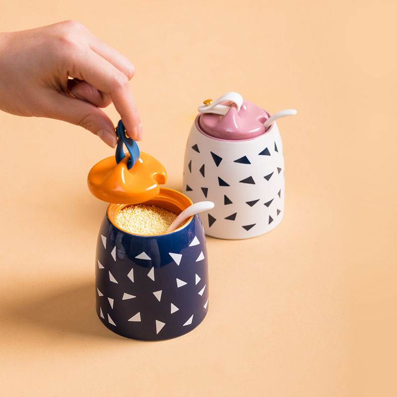Flower Cup Design Ceramic Seasoning And Salt Box - Image 5