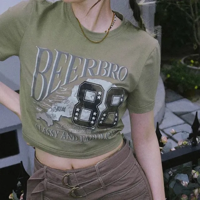 Camo Patch Cotton Fashion Short Sleeve Military Green - Shop at LoveMi