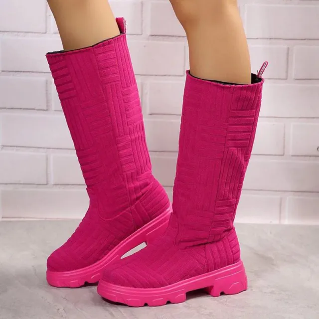 Mid Calf Boots Fashion Platform Western Boots Women Autumn Winter Shoes Red - Shop at LoveMi