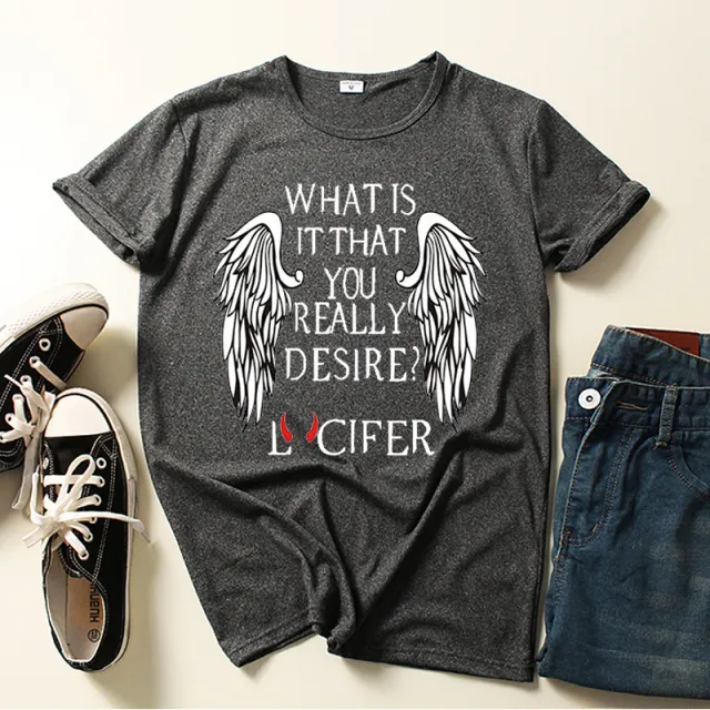 Ladies Print Top Loose Casual Fashion Women's T Shirt Dark Grey - Shop at LoveMi